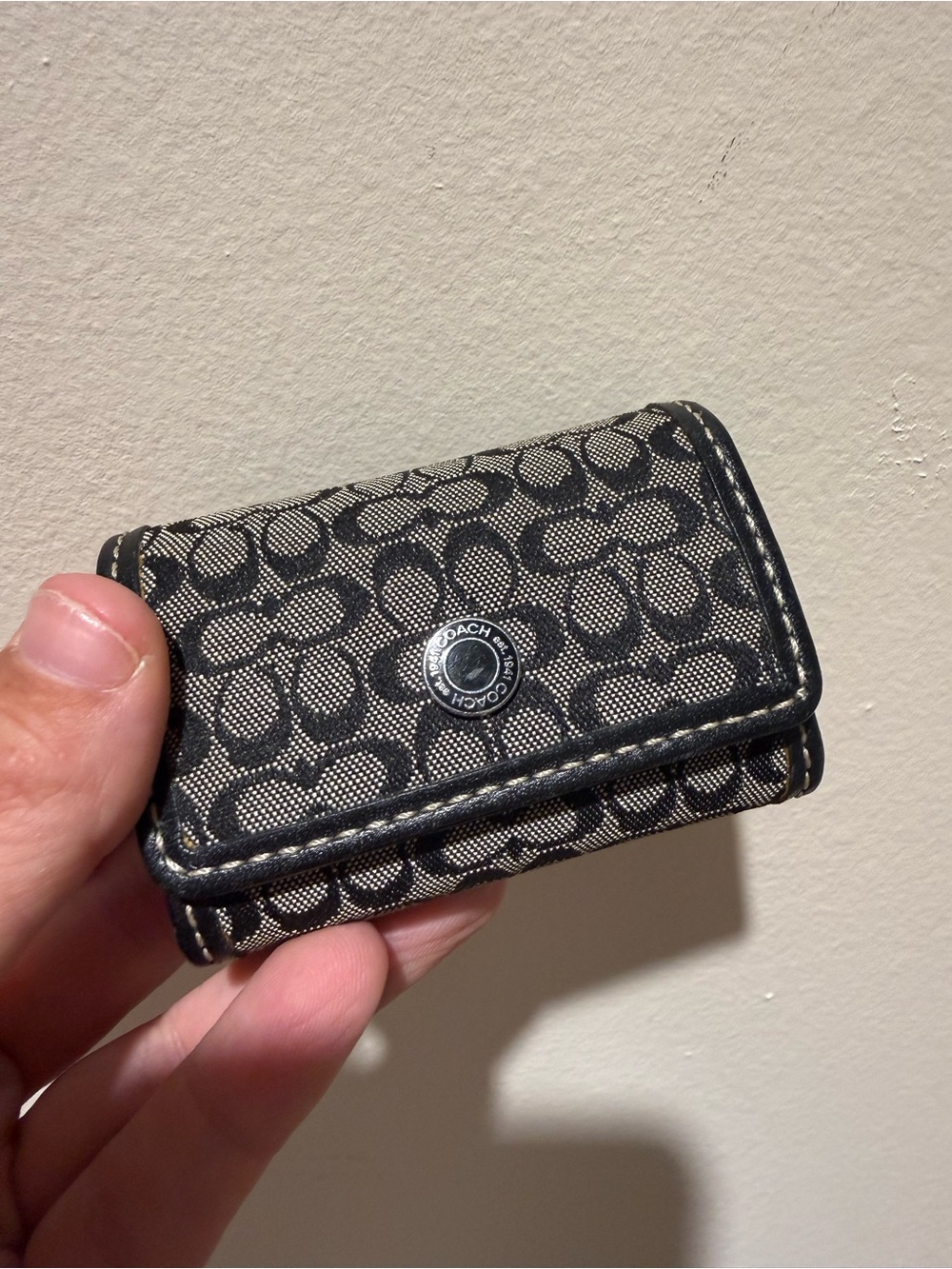 Vintage Coach Mini Signature C Black Micro Case Contact Case / Key Pouch